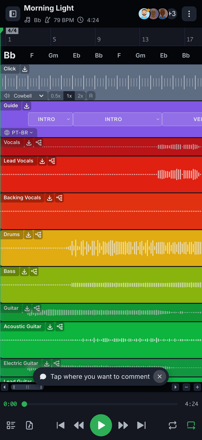 The message Tap where you want to comment at the bottom of the player