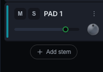The Add stem button at the bottom of the track list