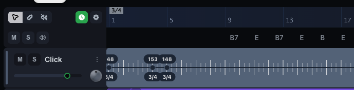 The tempo tool with BPM breakpoints